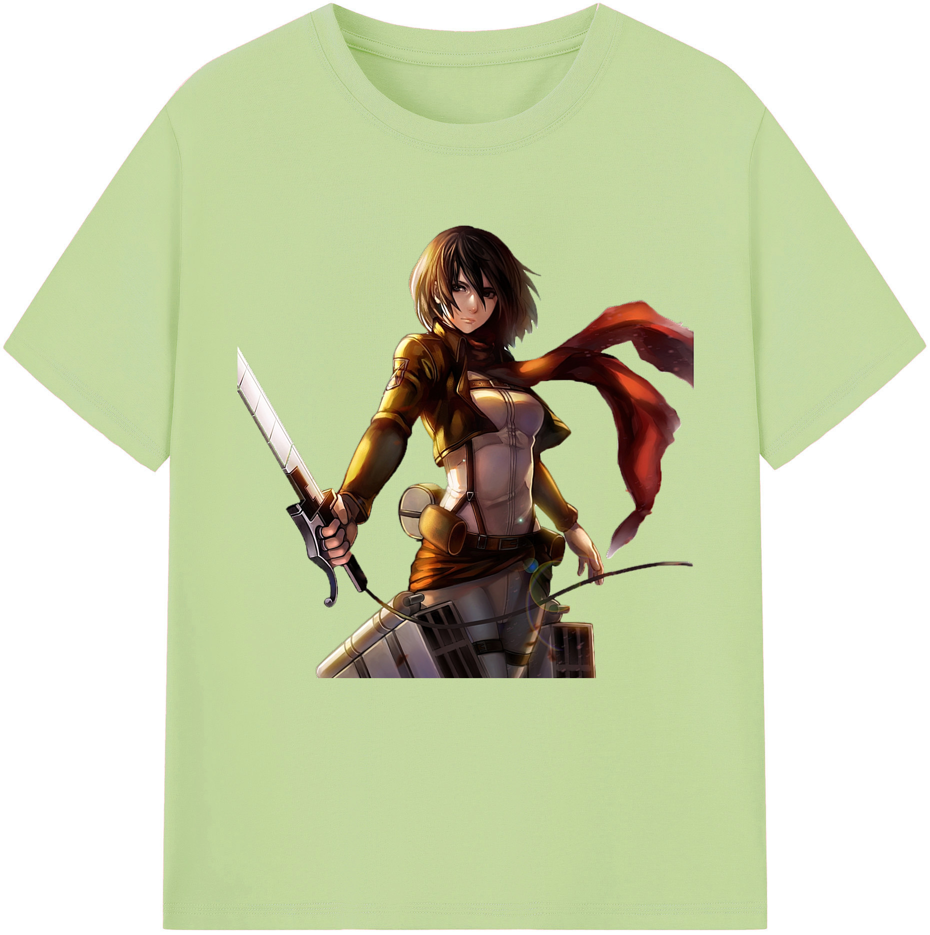 （画像用） 進撃の巨人 ミカサ·アッカーマン Attack on Titan Mikasa Ackerman 綿100％半袖Tシャツ（フロントプリント）